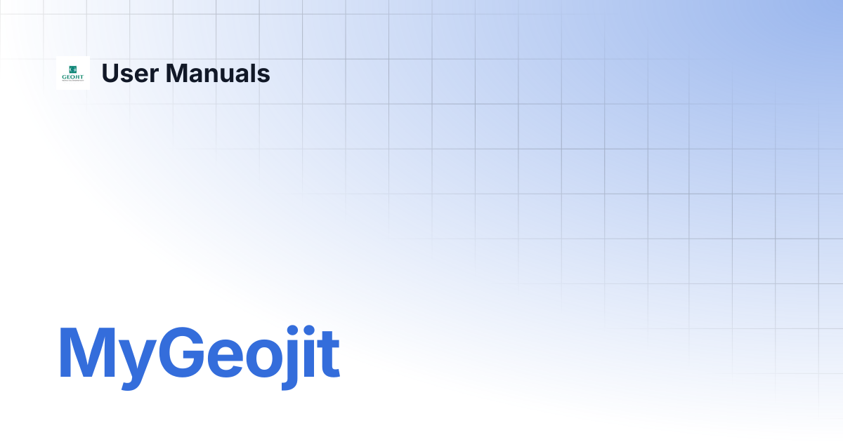 MyGeojit | User Manuals