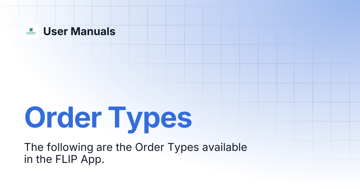 Order Types | User Manuals