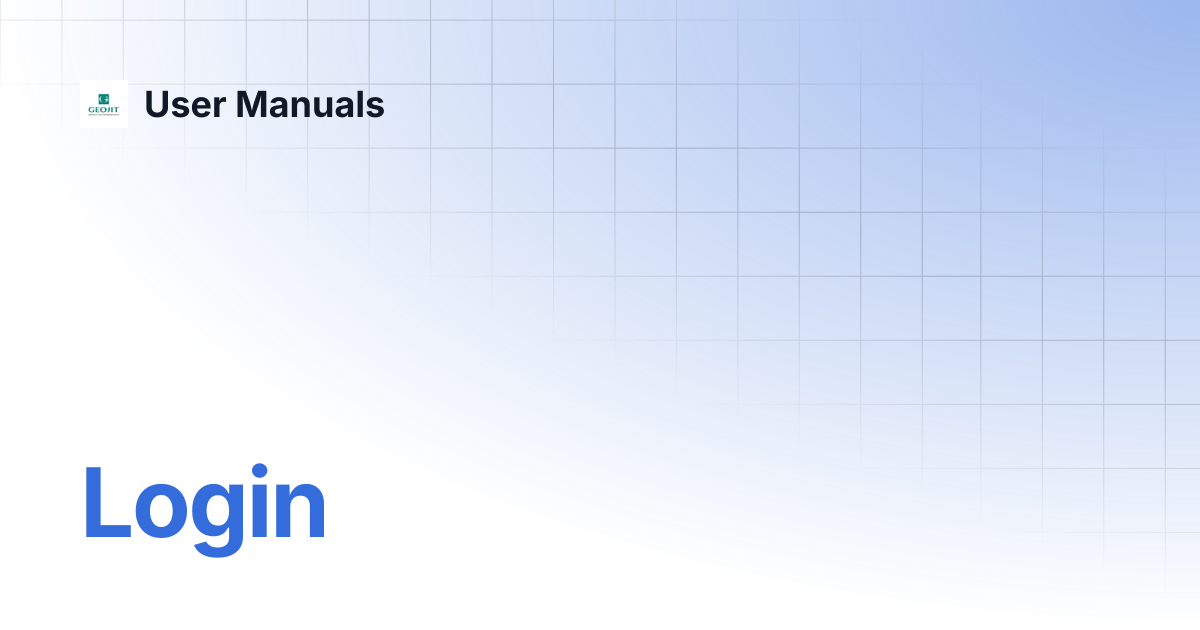 Login | User Manuals