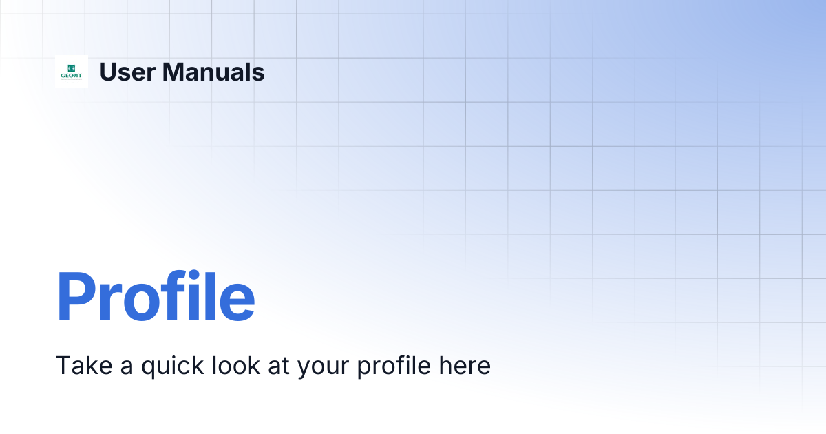 Profile | User Manuals